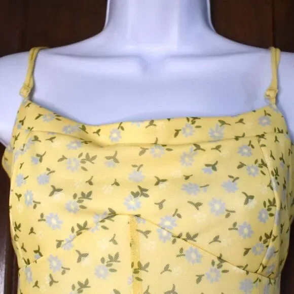Urban Outfitters Yellow Floral Strappy Sundress Size Large Cottagecore Mini - Picture 10 of 16
